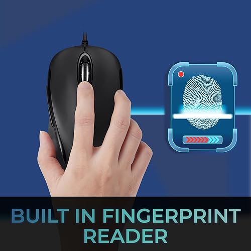 Adesso iMouse F1 Wired USB Mouse with Fingerprint Reader 1200 DPI AES 256 Encryption Biometric Security Windows Hello Compatible TAA Compliant Made in Taiwan