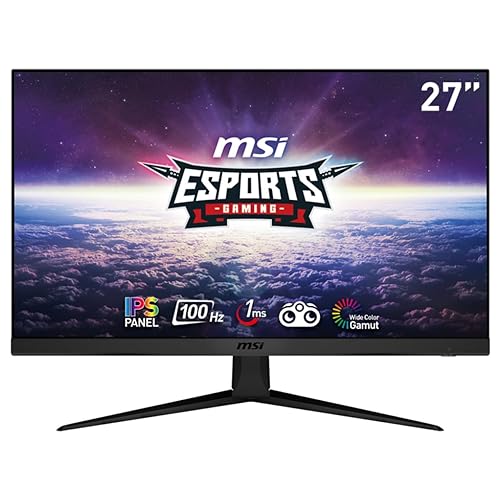 MSI 27” FHD (1920 x 1080) Non-Glare with Super Narrow Bezel 75Hz 1ms 16:9 HDMI/DP AMD Radeon FreeSync IPS Gaming Monitor (G2712V),Black