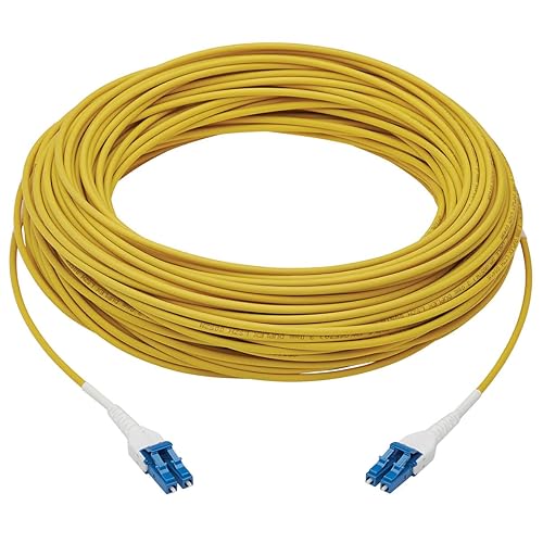 Tripp Lite Fiber Optic Cable 100 GbE, 328 feet / 100 Meter, Singlemode Fiber, LC/LC Duplex 9/125 OS2, LSZH, Armored Yellow (N370-100M-AR)