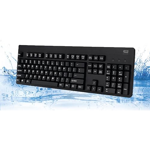 Adesso Easy touch 630Ub, Antimicrobial Waterproof Keyboard (AKB-630UB),Black