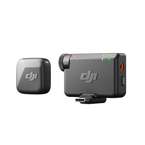 DJI Mic Mini (1 TX + 1 RX), Wireless Lavalier Microphone for iPhone/Camera/Android, Ultralight, Detail-Rich Audio, Noise Cancelling, Automatic Limiting, Vlog, Streaming, 400m Transmission