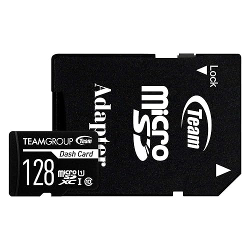 TEAMGROUP Dash Card 128GB for Dash Cam MicroSDXC UHS-I U1 High Compatibility Flash Memory Card with Adapter for Outdoor, Sports, Full HD Shooting TDUSDX128GUHS03