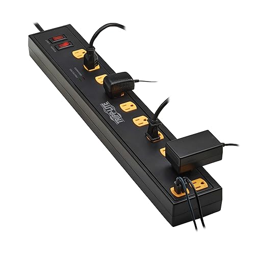 Tripp Lite Heavy Duty Surge Protector Power Strip with Work Lights, 10-Outlets for Industrial & Garage, 2 USB Ports, 6ft Power Cord, 4500 Joules, 150,000 Insurance (TLP1006USB)