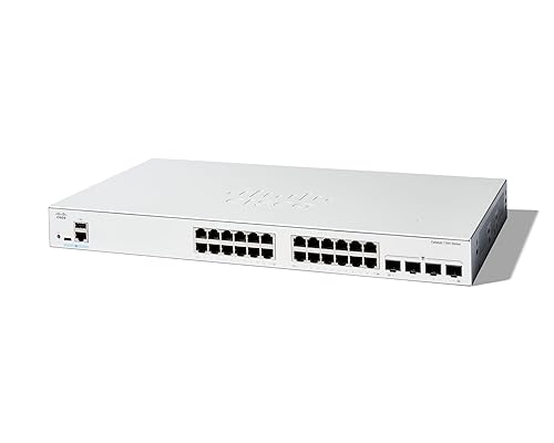 Cisco Catalyst 1300-24T-4G Managed Switch, 24 Port GE, 4x1GE SFP, Limited Lifetime Protection (C1300-24T-4G)