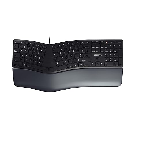 CHERRY KC 4500 Ergo, International Layout, QWERTY Keyboard, Ergonomic Keyboard, with Padded Palm Rest, Wired Keyboard, Black US International Layout - QWERTY Black