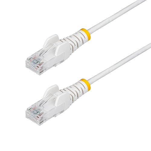 StarTech.com 4ft White Slim CAT6 Ethernet Cable, Snagless RJ45, LSZH, 28AWG Pure Bare Copper, Slim Network Patch Cable/Cord