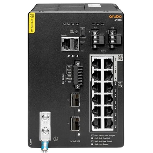 HP Aruba CX 4100i 12-Port 10G Ethernet Switch, Managed, Layer 3, DIN Rail Mountable, Black