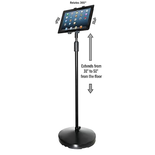 Kantek Floor Tablet Stand for Apple iPad, iPad Air, iPad Mini, Galaxy Tab (7 and 9.7), Kindle Fire (7 and HD 6) and Most Other 6-7 and 9.7 Tablets (TS890) Tablet Floor Stand