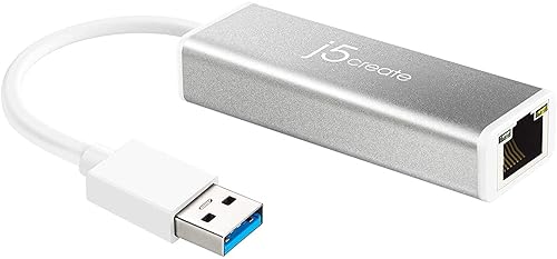 j5create USB 3.0 to RJ45 Gigabit Ethernet Adapter, 10/100/1000 Ethernet LAN Network Adapter for Mac, Windows 11/10/8.1/7, Chrome OS, Desktop, Laptop (JUE130)