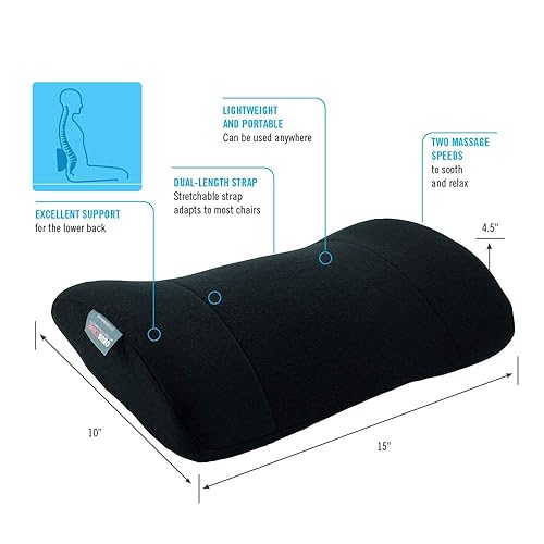 ObusForme Side to Side Lumbar Cushion with 2 Speed Vibrating Massage | Lumbar Support Black