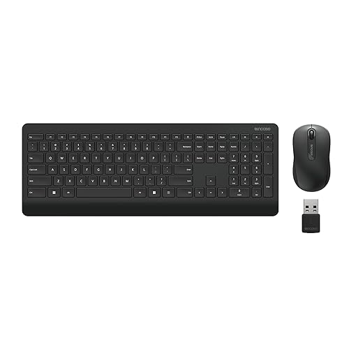 Incase Wireless Desktop 900 Keyboard and Mouse Combo - Designed by Microsoft – Quiet Touch Keys, Ambidextrous Design, Customizable Hotkeys, Two Year Battery Life – Black