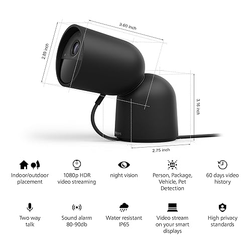 Philips Hue Secure Desktop Wired Smart Home Security Camera, Black - 1 Pack - 1080P HD Video - Night Vision - Motion Detection - Two-Way Talk - Indoor/Outdoor - Weatherproof - Works with Hue App