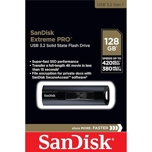Sandisk Extreme Pro - USB Flash Drive - 128 GB - Black