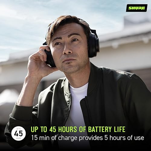 Shure AONIC 50 Gen 2 Wireless Noise Cancelling Headphones, Premium Studio-Quality Sound, Bluetooth 5, Customizable EQ, Comfort Fit Over Ear, 45 Hours Battery Life, Fingertip Controls - Black Black Gen 2