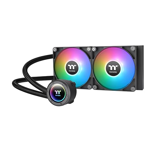 Thermaltake TH240 ARGB Sync V2 CPU Liquid Cooler/AlO Liquid Cooling/Fan 120mm*2/PWM 500~2000 RPM/Mirror Waterblock/MB ARGB Sync Control, CL-W361-PL12SW-A ARGB V2 240mm Black