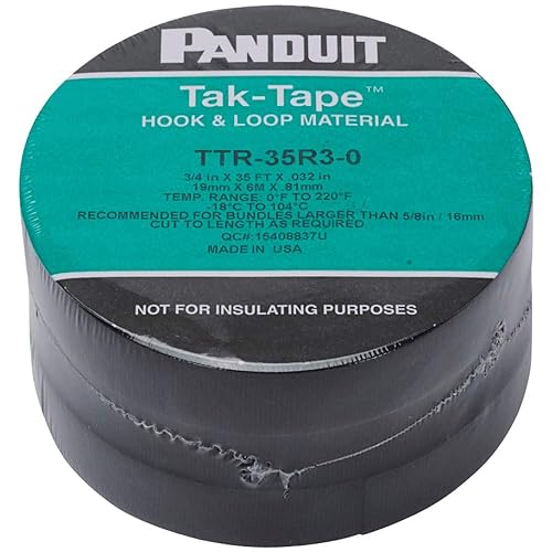 Panduit - TTR-35R3-0 - Panduit Tak-Tape Hook & Loop - Cable tie - 35 ft - Black (Qty per Pack: 3)