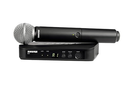 Shure BLX24/SM58 UHF Wireless Microphone System - Perfect for Church, Karaoke, Vocals - 14-Hour Battery Life, 100m Range | Includes SM58 Handheld Vocal Mic, Single Channel Receiver | H10 Band Full System H10 Band (542-572 MHz)