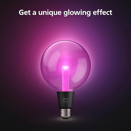 Philips Hue Lightguide G125 Large Globe Smart LED Bulb – Handblown Glass - Color Changing Light - Works with Amazon Alexa, Apple HomeKit and Google Assistant - Bluetooth and Hue Bridge Compatible