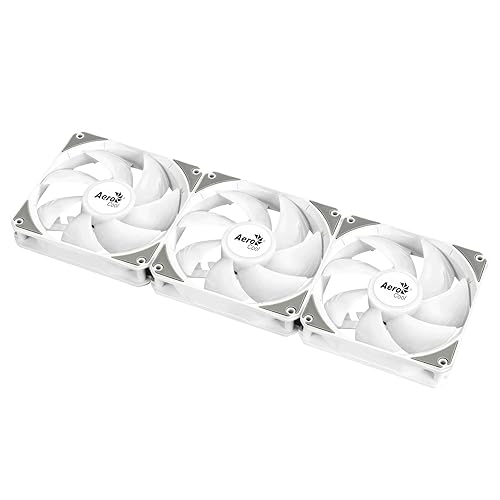 AeroCool Link 3-Pack Fan for PC Case, Triple Pack 120mm ARGB Fans, Daisy Chain Design, Silent Fan, Easy Fan Assembly and Disassembly, PWM 300-1500 RPM, Hydraulic Bearing, White