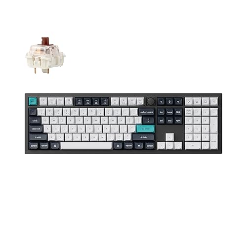 Keychron Q6 Max Wireless RGB Mechanical Keyboard - Hot-Swappable, Gateron Jupiter Brown Switches, Aluminum Frame with Knob, Full-Size (104 Keys), Compatible Windows Mac Linux, Carbon Black (Q6M-M3)