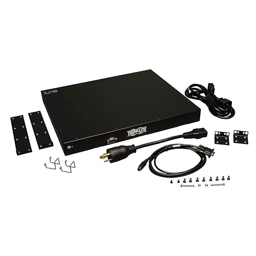 Tripp Lite PDUMNH20HV Monitored PDU, 200-240V, 20A, Single-phase, 1U RM, (8) C13 Outlets, C20 Input, L6-20P Adapter (Black) 240 Volts