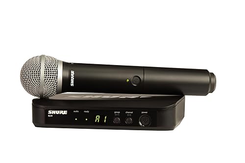 Shure BLX24/PG58 UHF Wireless Microphone System - Perfect for Church, Karaoke, Vocals - 14-Hour Battery Life, 100m Range | Includes PG58 Handheld Vocal Mic, Single Channel Receiver | H10 Band Full System H10 Band (542-572 MHz)