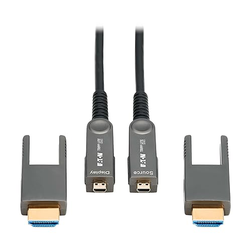 Tripp Lite Long Distance 8K HDMI Fiber Active Optical Cable (AOC), 98 Feet / 30 Meters, Detachable Connectors for Micro-HDMI, UHD 8K@60Hz, HDR, HDCP 2.3, Black, 3-Year Warranty (P568FMM-30M-8K6)