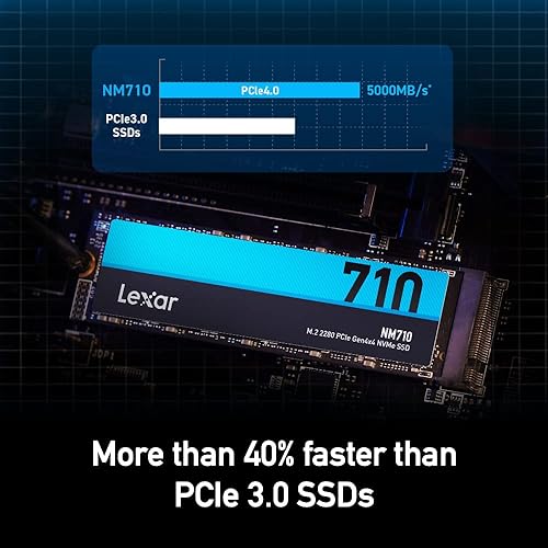 Lexar NM710 SSD 1TB PCIe Gen4 NVMe M.2 2280 Internal Solid State Drive, Up to 5000MB/s (LNM710X001T-RNNNU)