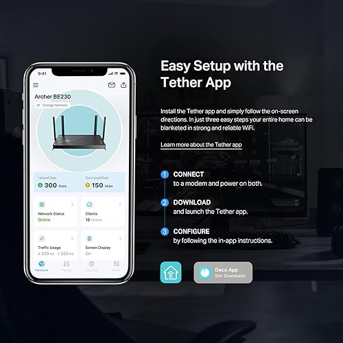 TP-Link Dual-Band BE3600 Wi-Fi 7 Router (Archer BE230) - 4-Stream 3.6 Gbps, 2×2.5G + 3×1G Ports, USB 3.0, 2.0 GHz Quad Core, 4 Antennas, VPN Clients & Server, EasyMesh, HomeShield, MLO, Private IOT