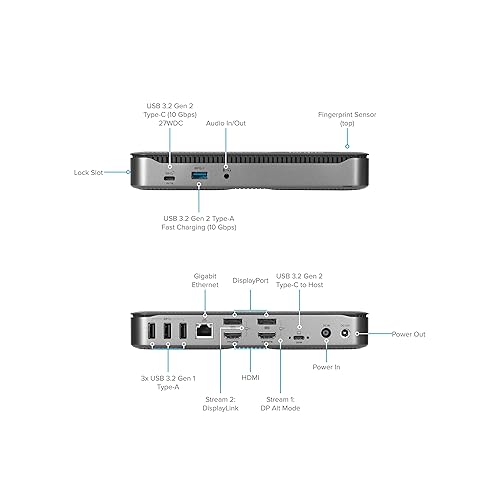Targus USB C Hybrid/Universal Quad 4K Docking Station with Single 8K/Quad 4K UHD Display, USB C Laptop Docking Station, Fingerprint ID, Alt Mode Host, 100W Power Delivery (DOCK720USZ)