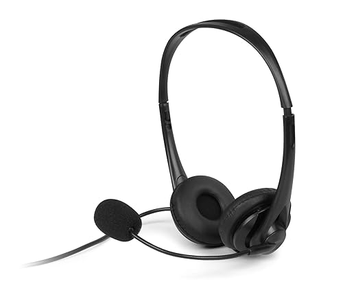 Aluratek Wired USB Stereo Headset with Noise Reducing Boom Mic and in-Line Controls, for Distance Learning, Zoom, MS Teams, Video Conferencing, Skype, Gaming, Music Play, Webinars (AWHU01FJ), Black USB Black