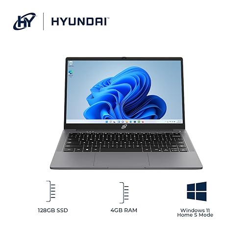 HY Hyundai Book, N4020, 4GB/128GB, Windows 11 Home S Mode, Type-C Full Function, AC WiFi, Bluetooth, English Keyboard - Space Grey