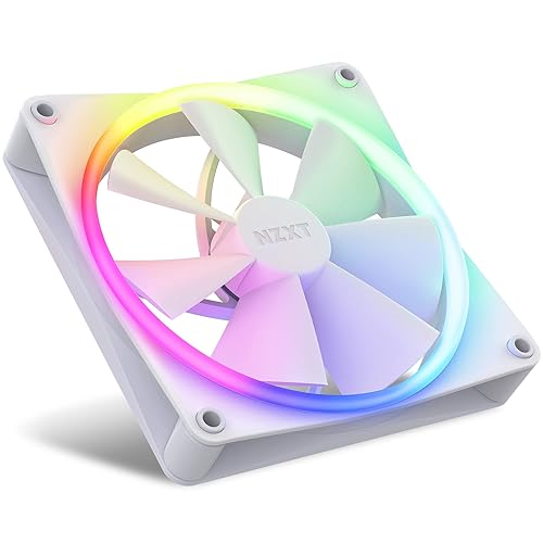 NZXT F140 RGB Fans - RF-R14DF-W1 - Advanced RGB Lighting Customization - Whisper Quiet Cooling - Twin (RGB Fan & Controller Included) - 140mm Fan - White