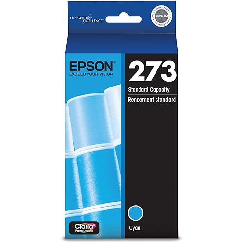 Epson T273220-S T273 Clarian Premium Cyan Ink Cartridge, Standard Capacity
