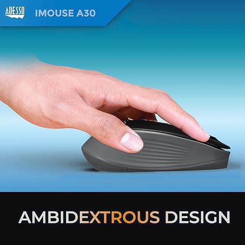 Adesso iMouse A30 Wireless Mouse with AI Copilot Button 2.4GHz USB Dongle 1200 DPI Left and Right Hand Design (Black)