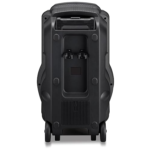 iLive The Show Bluetooth Wireless Party Speaker System, Truly Wireless Stereo, Aux In USB Port, MicroSD Slot, Microphone Input, Color Changing LED Lights, Retractable Pull Handle, Roller Wheels, Black