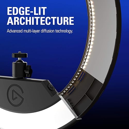 Elgato Ring Light Premium Edge-lit Ring Light, 2500 lumens, Multi-Layer Diffusion, Adjustable Color, app Control onMac, Windows, iPhone, Android (10LAC9901)