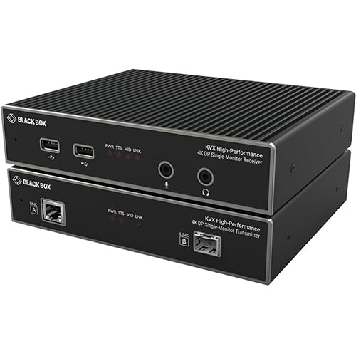 Black Box Network Services KVXHP-100 Kvm Extender Over Catx/fiber - Single-monitor 4k Displayport Usb 2.0 Hub Seri