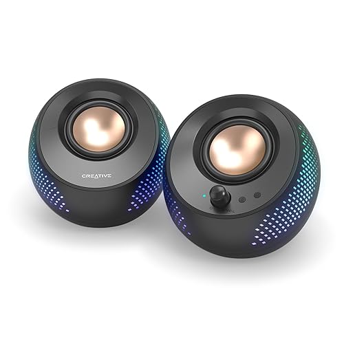 Creative Pebble X 2.0 USB-C Computer Speakers with Customizable RGB Lighting, Bluetooth 5.3, USB Audio, Up to 15W RMS Power for PC and Mac