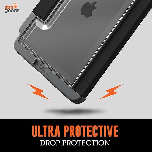 STM Dux Plus for iPad 10th Gen - Ultra Protective, Lightweight Rubberized Case with Clear Back, Storage for Apple Pencil Gen 1 with Magnetic Battery Saving On/Off Cover- Midnight Blue