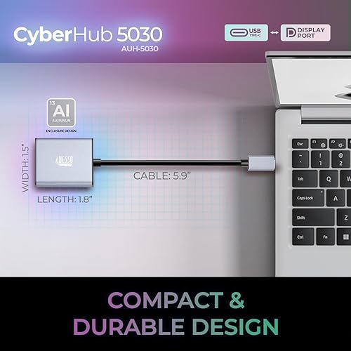 Adesso USB C to DisplayPort Adapter for Home Office (4K@60Hz), Aluminum Portable USB C Adapter for MacBook Pro, Air, iPad Pro, XPS 15/13, Surface, and More