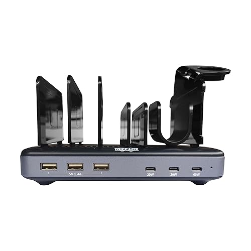 Tripp Lite 6-Port USB Charging Station, 3 USB-C Ports & 3 USB-A Ports, 5V 2.4A Charging - Phone, Tablet, Apple Watch & More Device Storage Space - 1-Year Warranty (U280-006-C3A-ST) 3 USB-A + 3 USB-C