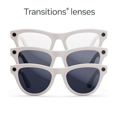 Ray-Ban Meta Glasses, Skyler, Shiny Chalky Gray, Clear to Sapphire Transitions Regular Frame: Shiny Chalky Gray, Lens: Clear to Sapphire Transitions