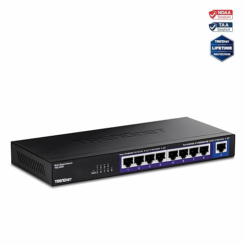 TRENDnet 9-Port Multi-Gig Switch, TEG-S591, 8 x 2.5G RJ-45 Ports, 1 x 10G RJ-45 Port, 60Gbps Switching Capacity, Lifetime Protection, Black