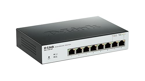 D-Link 8-Port Gigabit PoE Smart Managed Switch with 8 PoE Ports, Layer 2 features, VLANs, Cable Diagnostics, Green, WebSmart, EasySmart Web UI, PoE+, 64W PoE Budget, Lifetime Warranty (DGS-1100-08P) 8-Port Gigabit w/ PoE