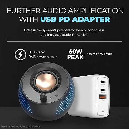 Creative Pebble X 2.0 USB-C Computer Speakers with Customizable RGB Lighting, Bluetooth 5.3, USB Audio, Up to 15W RMS Power for PC and Mac