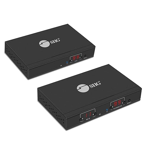 SIIG HDMI Over IP Extender Kit (1 TX & 1 RX) 1080p at 395ft (120m) - Support Many to Many Solution, H.264 Over IP, HDMI Loopout, IR Extension, RS-232 (CE-H24A11-S1)