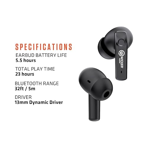 Wicked Audio Mojo 700 True Wireless Bluetooth Earbuds | ANC Noise Cancelling | Clear Call Mics | Long Battery Life | Mobile App | Custom EQ Modes | GPS Find Buds | Transparency Mode | Low Latency