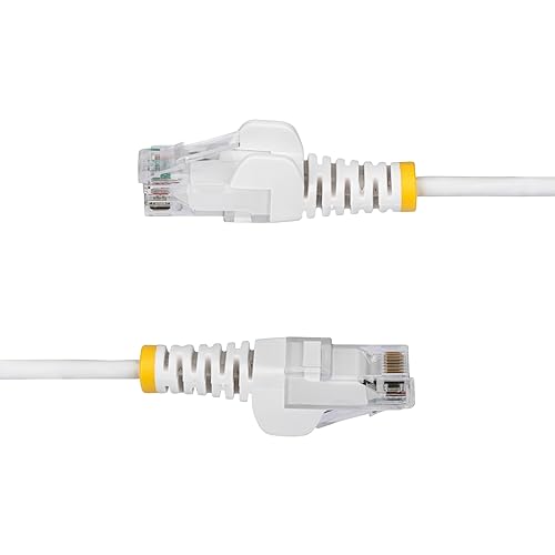 StarTech.com 50ft White Slim CAT6 Ethernet Cable, Snagless RJ45, LSZH, 28AWG Pure Bare Copper, Slim Network Patch Cable/Cord