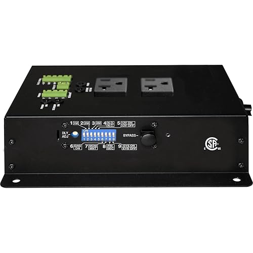 Furman CN-20MP 20 Amp MiniPort - Remote Duplex Power Sequencer - 2 Outlets - Heavy Duty 10 Foot AC Cord - Bypass Switch - Fire Alarm Shutoff - Black Steel Housing